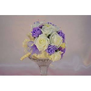 Ivory, Lilac & Lemon rose adult artificial bridesmaids bouquet with Lilac baby's breath
