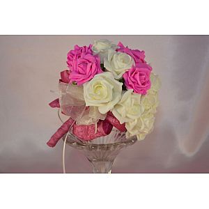 Fuchsia & Ivory rose adult bridesmaids artificial bouquet