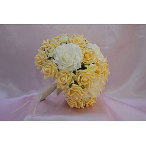 Artificial Champagne & Ivory cabbage rose brides bouquet