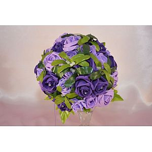 Purple diamante & Lilac rose artificial brides bouquet with mistletoe