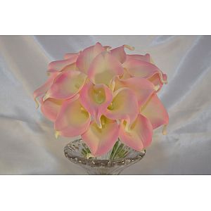 Artificial real feel Light pink and ivory calla lily bride's bouquet