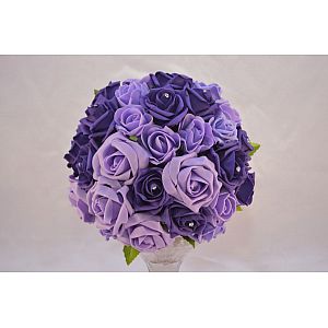 Artificial purple and lilac rose brides bouquet