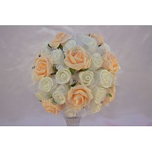 Artificial mango and ivory rose brides bouquet
