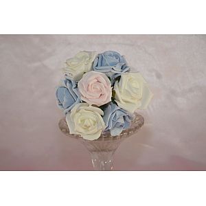 Baby Pink, French Blue and White rose child's artificial bouquet