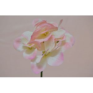Silk ivory/pink hydrangea: 1 Flower
