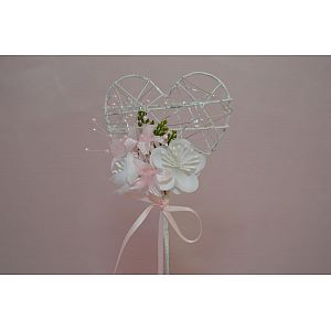 Child's wand with Ivory material flowers, artificial fern & baby's breath