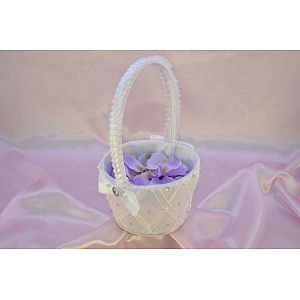 White satin basket with petals