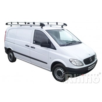 Rhino Aluminium Roof Rack - Mercedes Vito 2003 On LWB Low Roof Tailgate